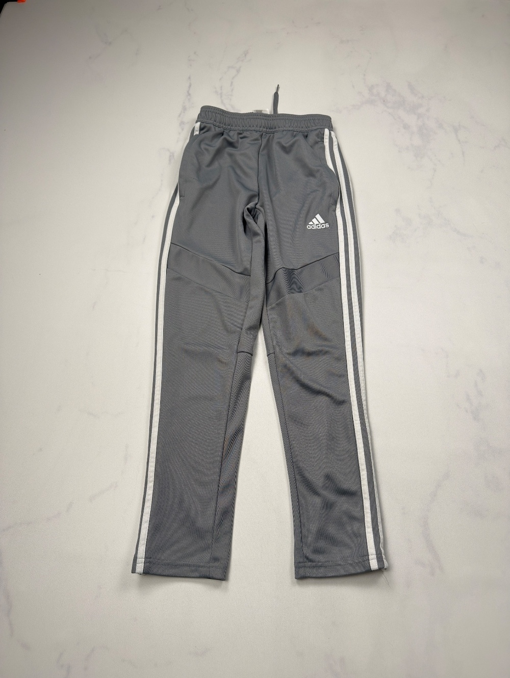 Adidas Athletic Track Pants Gray White Stripes - Kid 11-12Y
